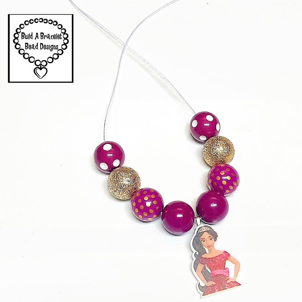 Handmade Disney Inspired Princess Elena Necklace Adjustable 12–20” Sparkle Cord